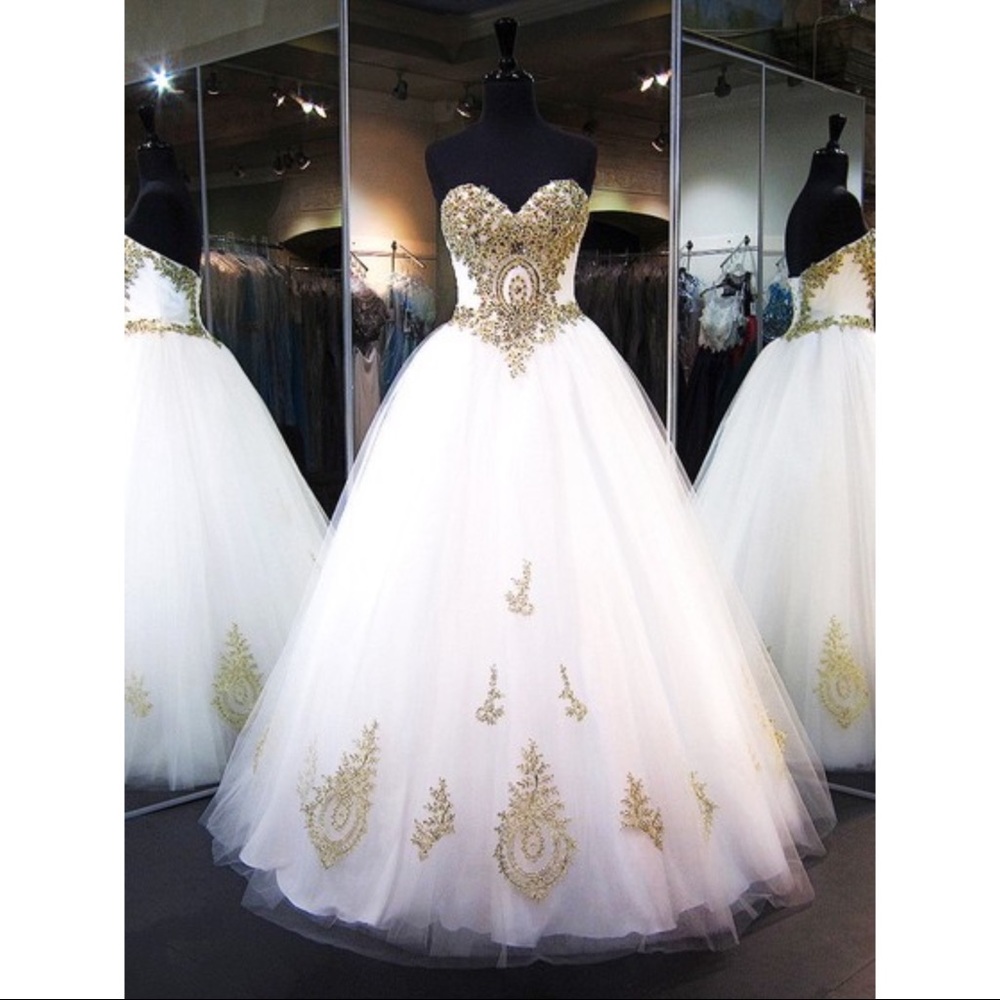 Ivory ball gown prom dress